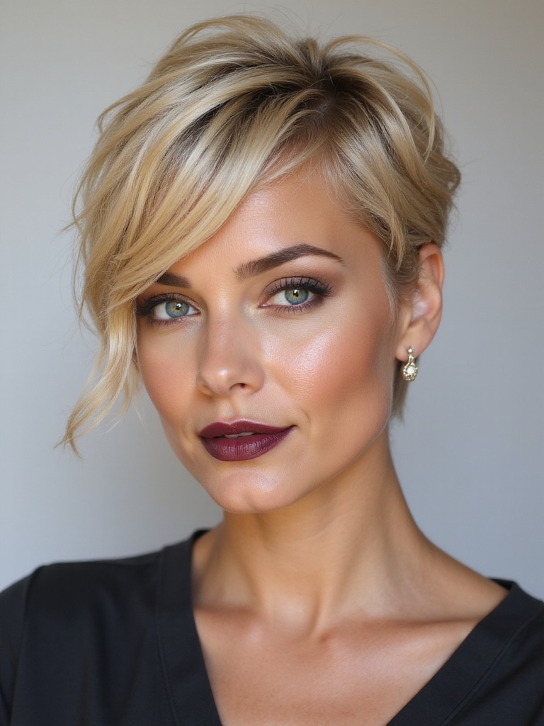 razor cut pixie with highlights