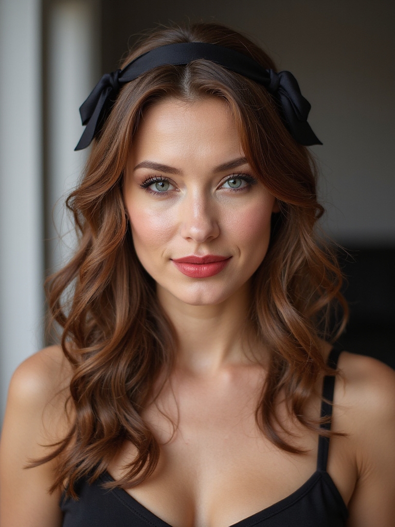ribbon tied sleek half up