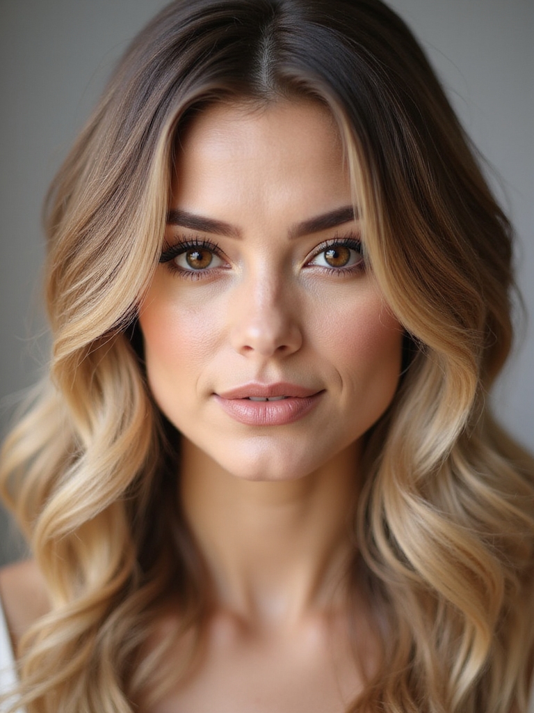 sand blonde waves with shadowed root