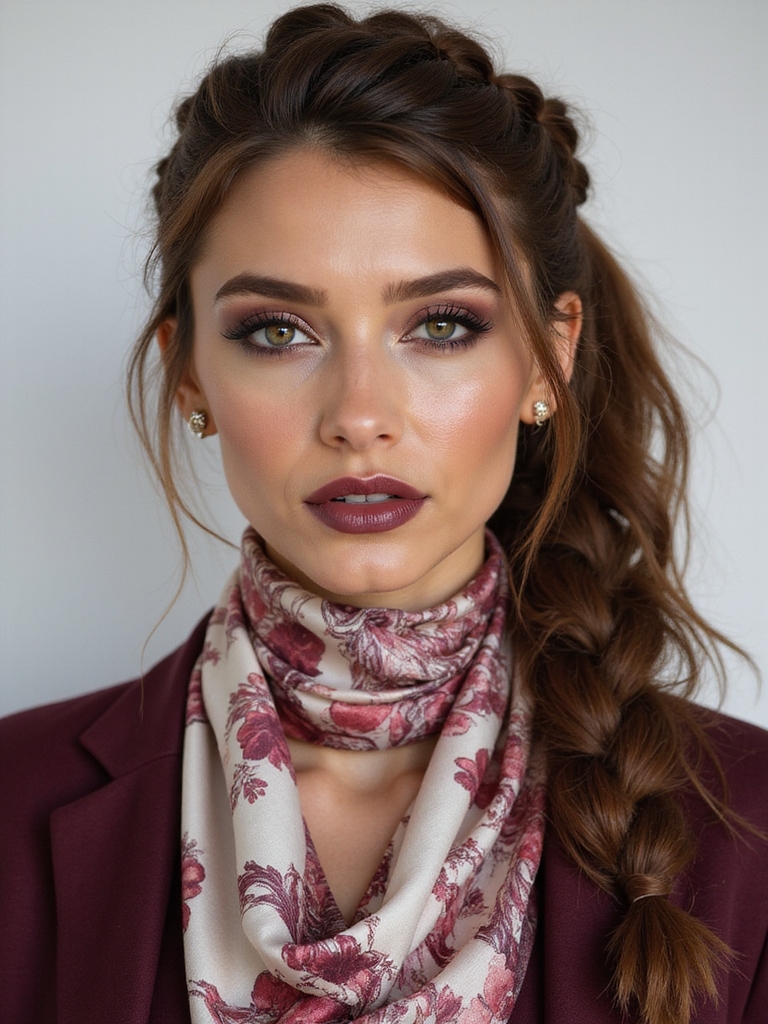 scarf wrapped braided ponytail tutorial