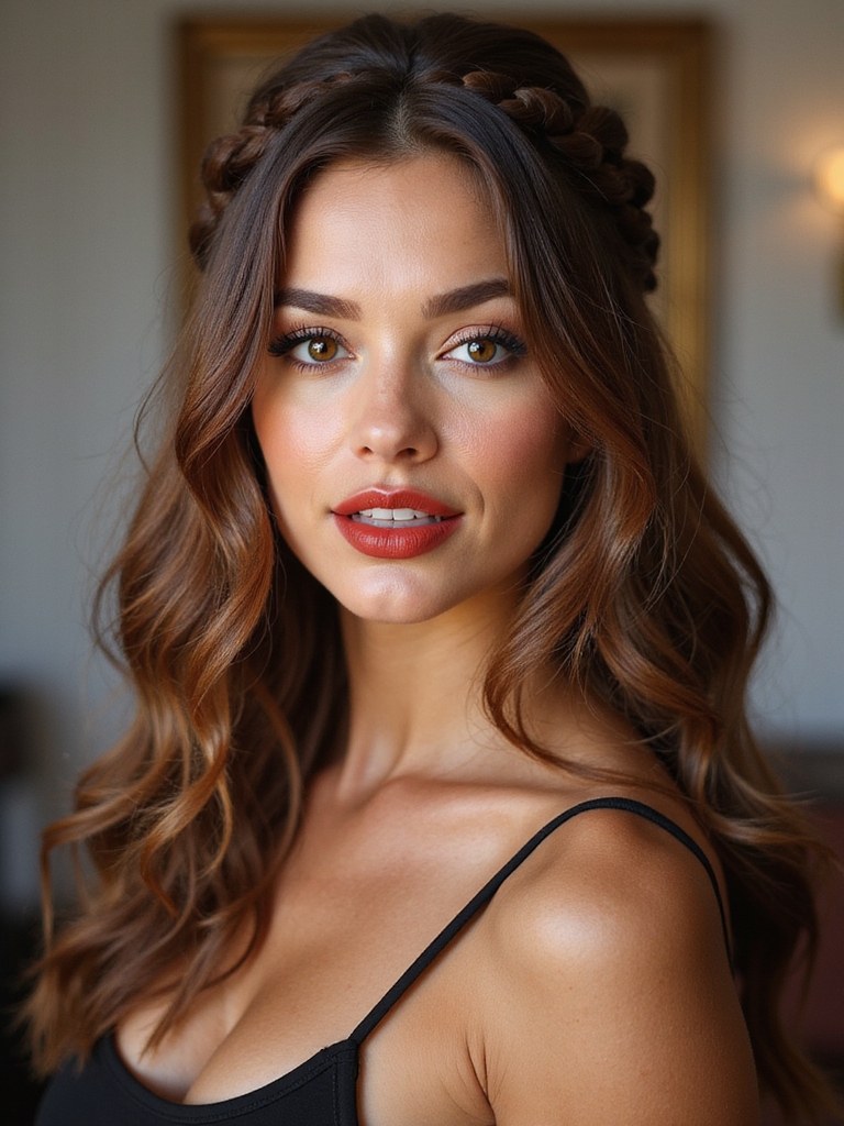 sculpted braided pull through half up