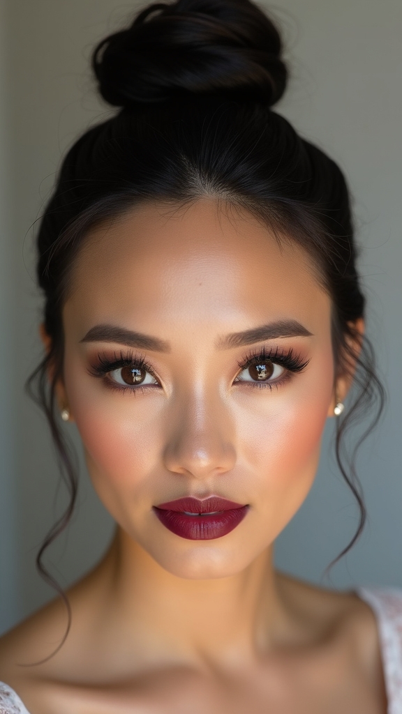 sculpted glossy slicked back updo