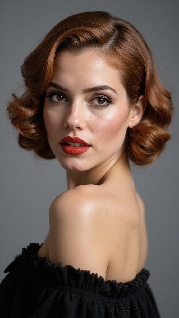 sculpted glossy vintage low bun