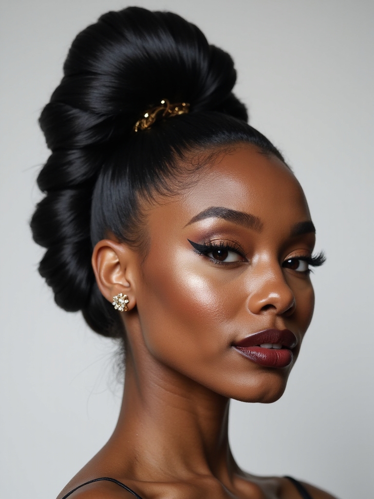 sculpted sleek ponytail with accents