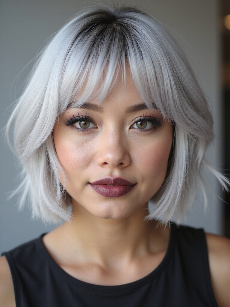 short layered bob blunt ends