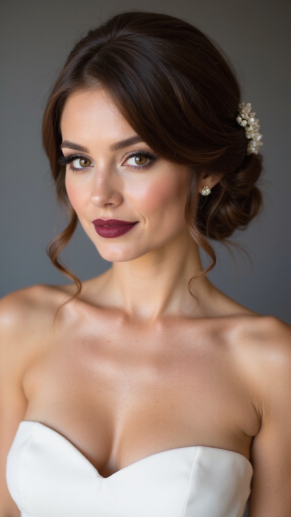 shoulder length bridesmaid updo