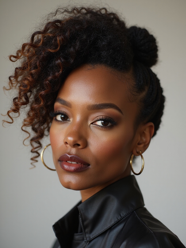 side swept low bun tendrils