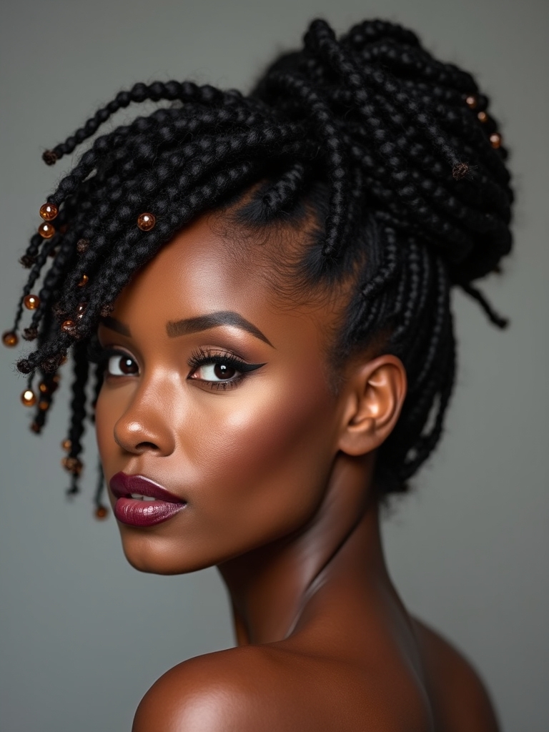 side swept precise pinned chignon