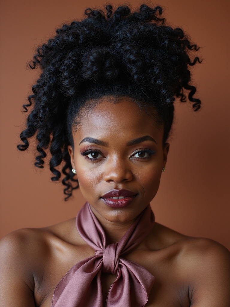silky scarf wrapped puff