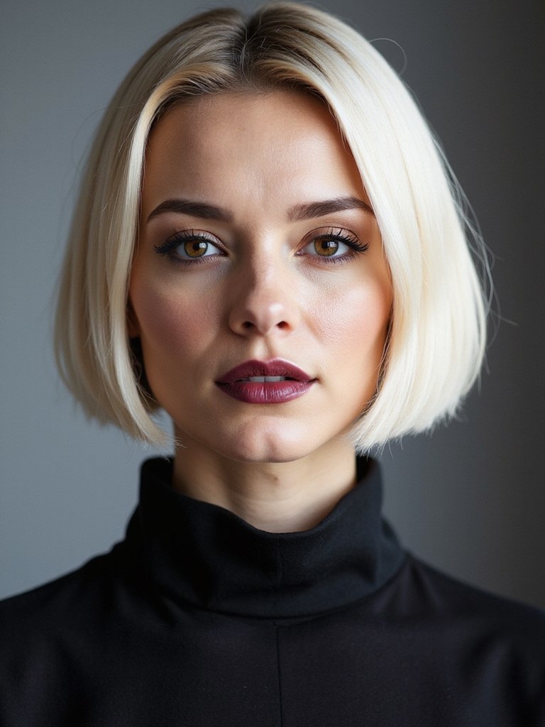 sleek ash toned blunt bob