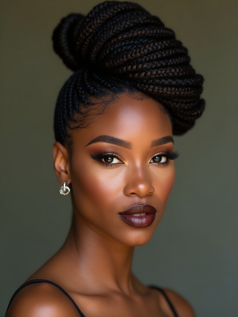 sleek cornrows knotless bun