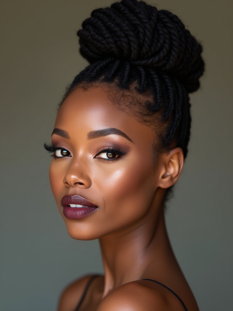 sleek flat twist sculpted bun