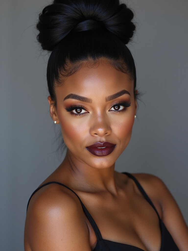 sleek high bun laid edges