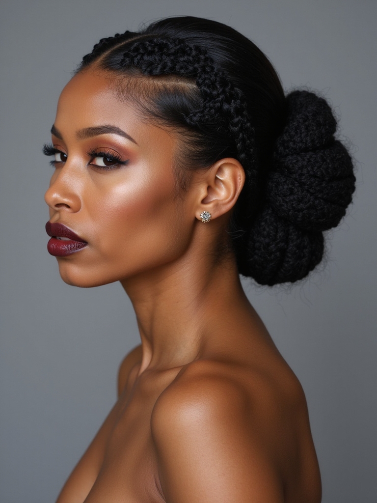 sleek low chignon with accents