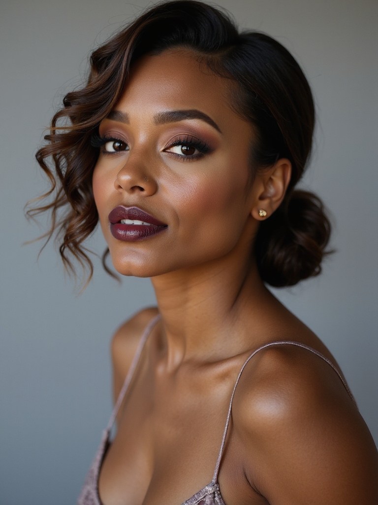 sleek low chignon with face frames