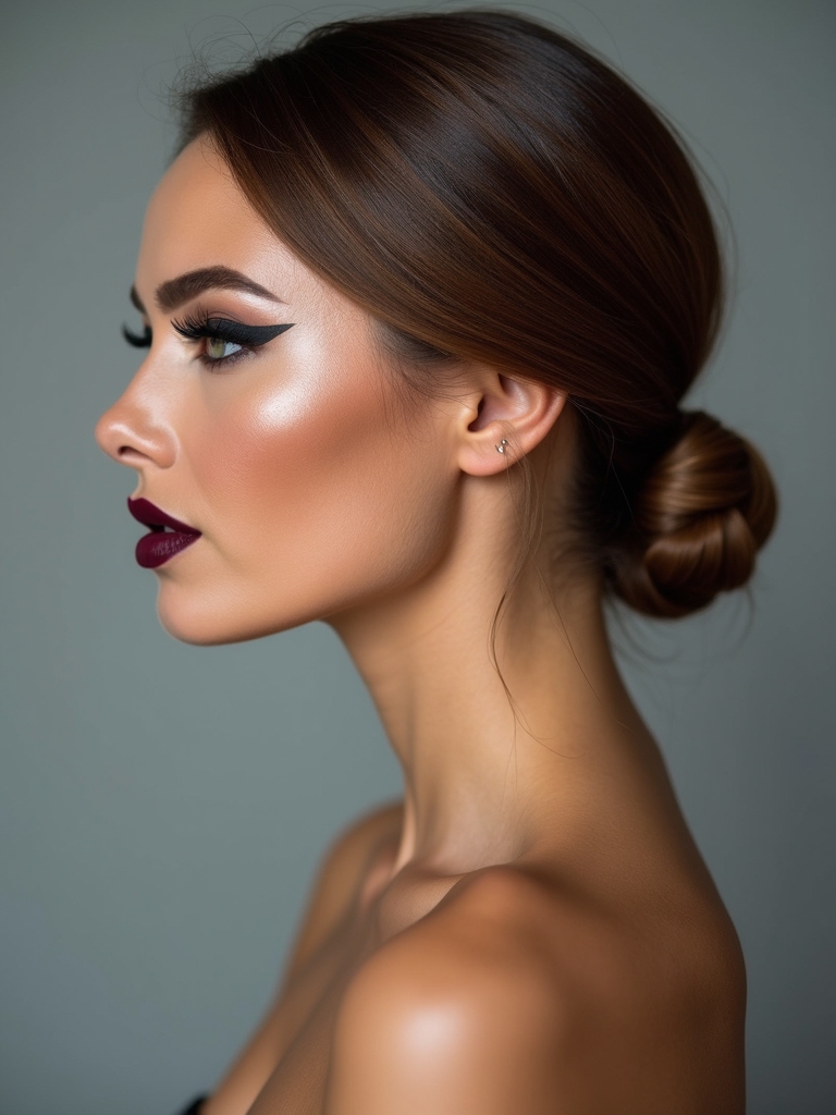 sleek low nape knot