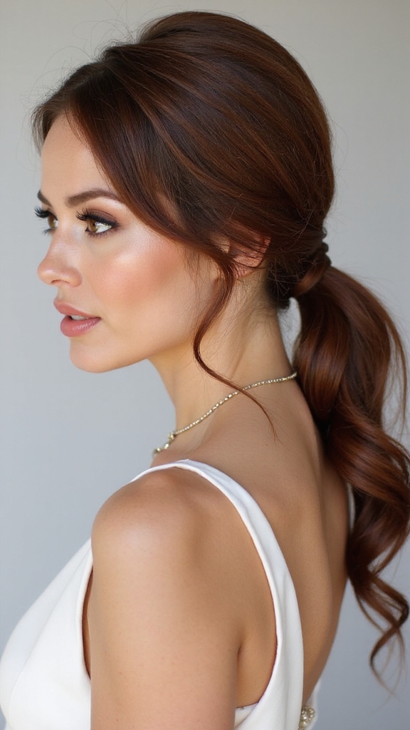 sleek low pony tucked