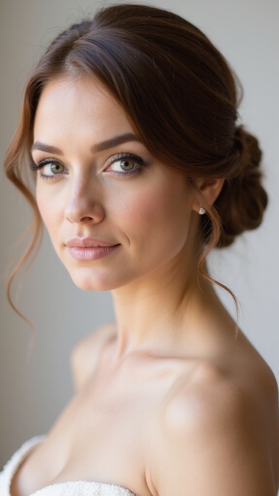 sleek low rolled updo