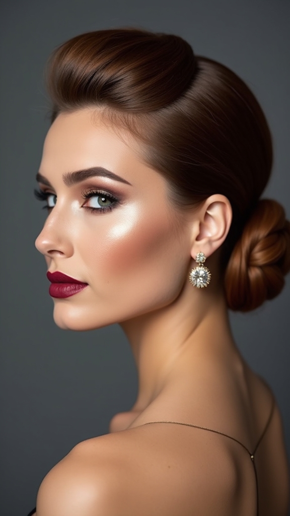 sleek low tucked chignon