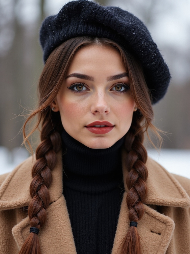sleek secure center part braids