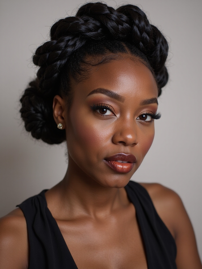 sleek tucked cornrow chignon