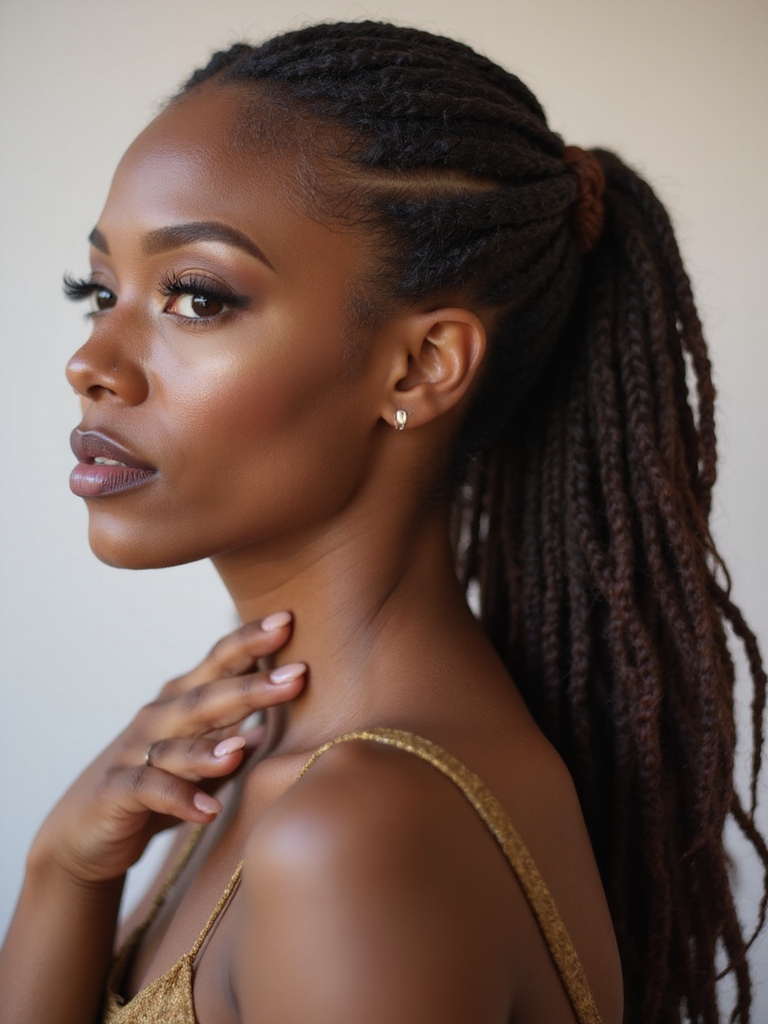 sleek twisted low ponytail