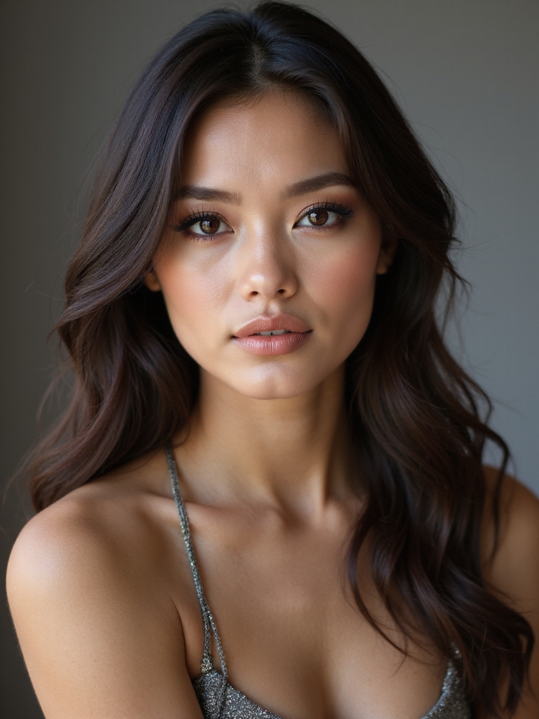 smoky brunette with gloss