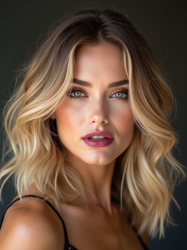 soft caramel lowlighted blonde