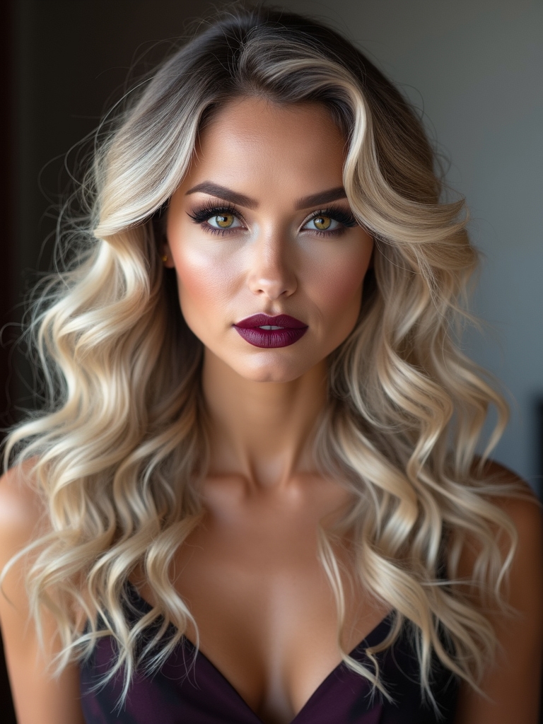 soft contrast balayage for curls