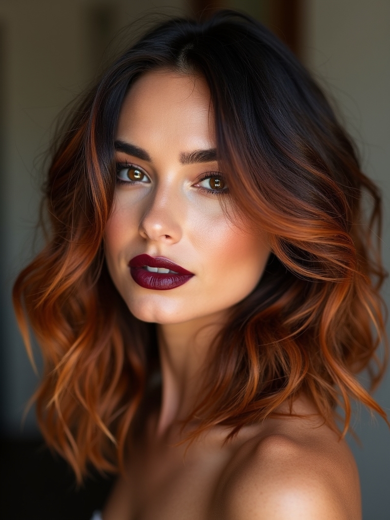 soft copper bronde face framing