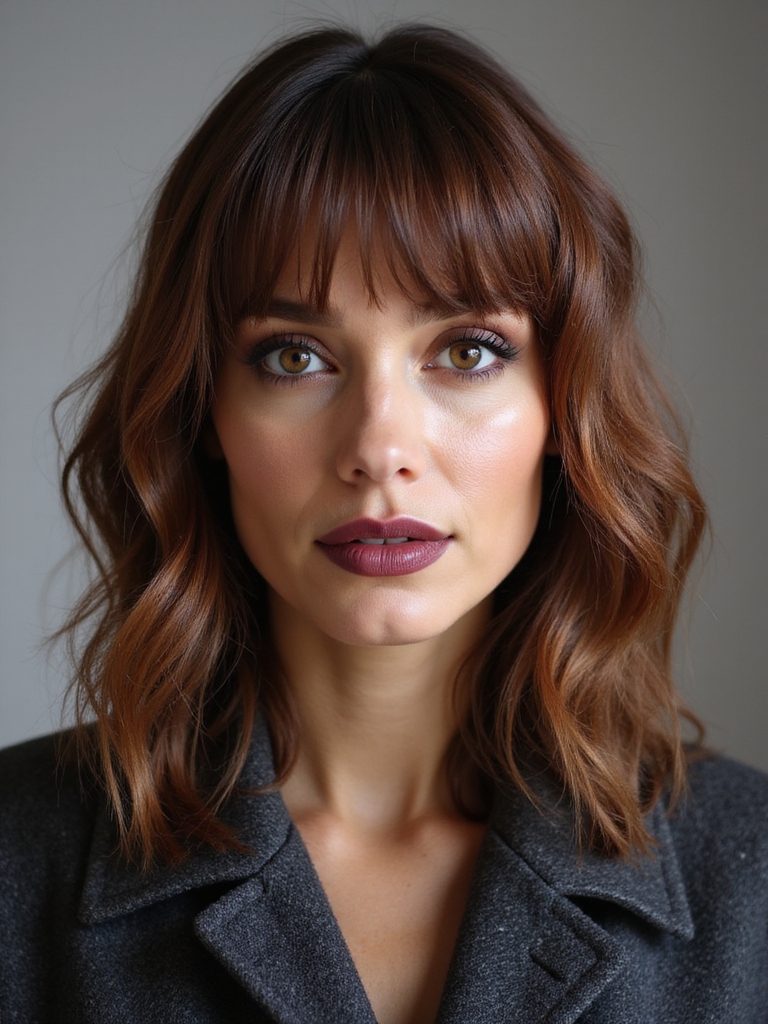 soft curtain bangs mid length