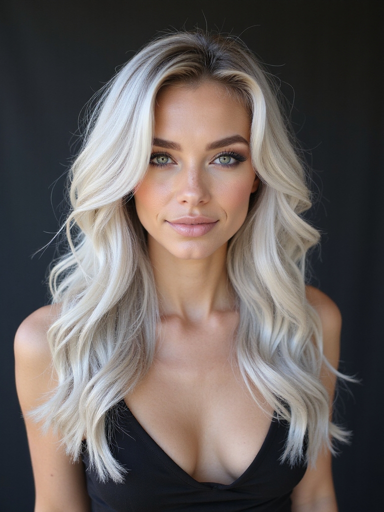 soft icy balayage melted roots