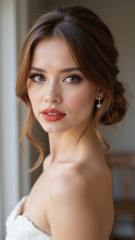 soft low chignon with tendrils
