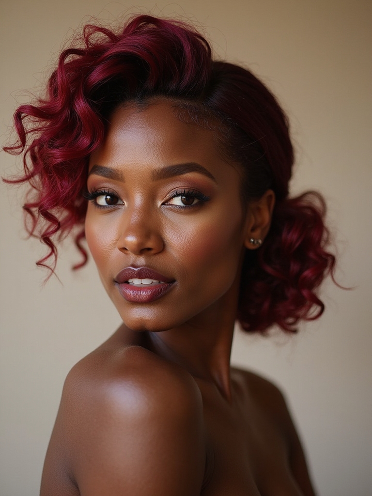 soft rose red curled chignon