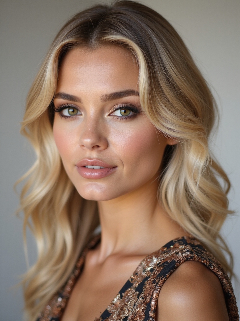 subtle champagne blonde framing