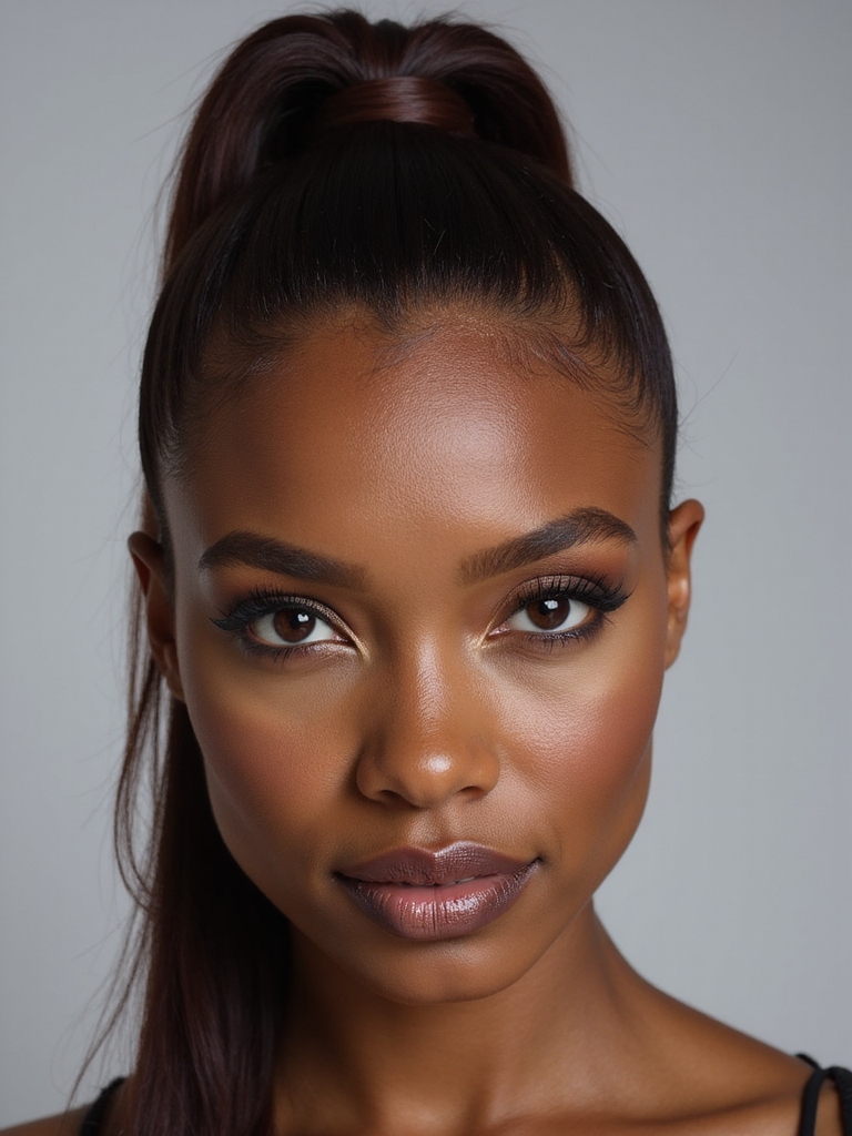 tapered glossy faux hawk ponytail