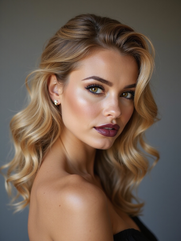 teased voluminous half up ponytail