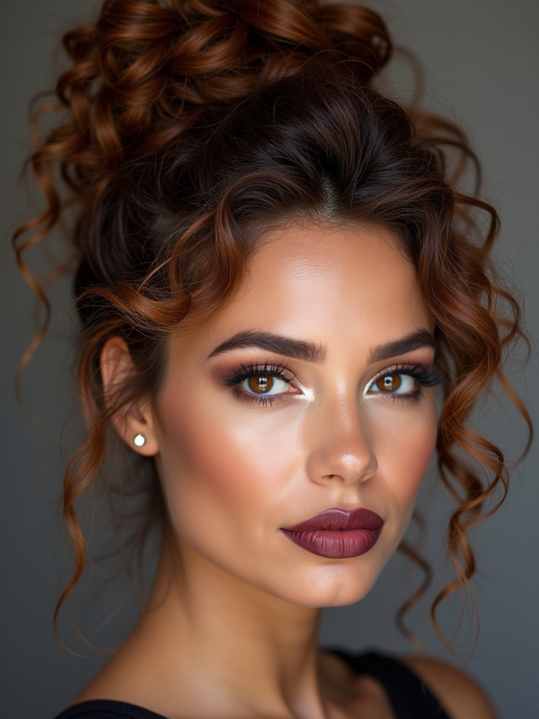 textured curly top knot