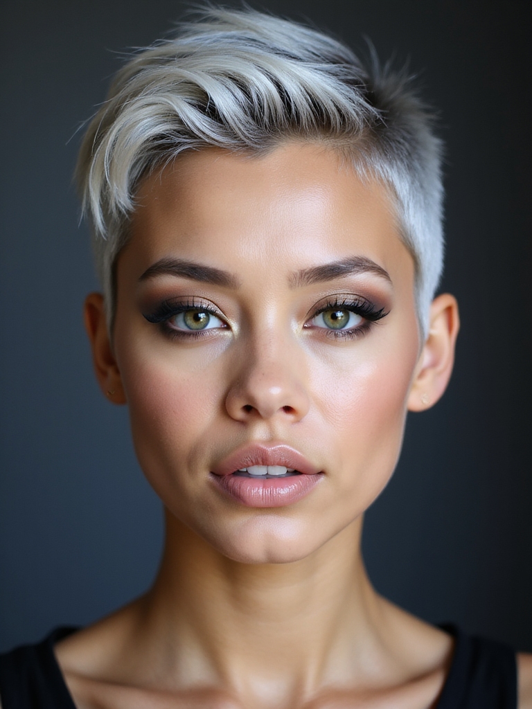 textured pixie with frosted tips