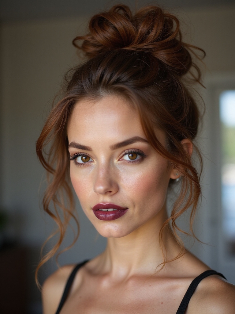 undone textured polished high bun