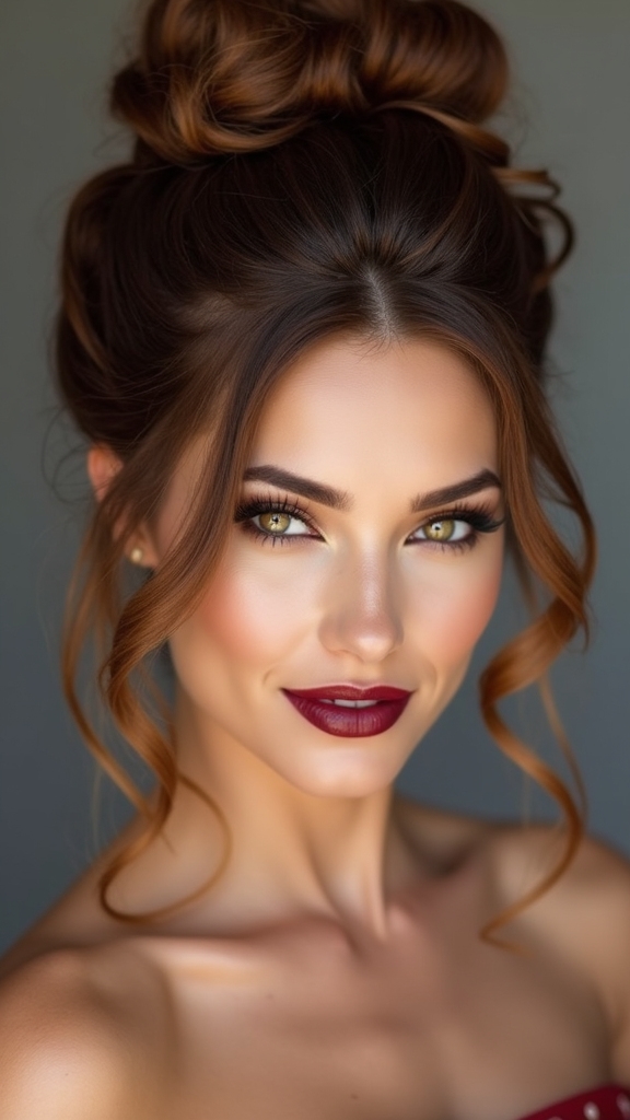 voluminous textured curled bun