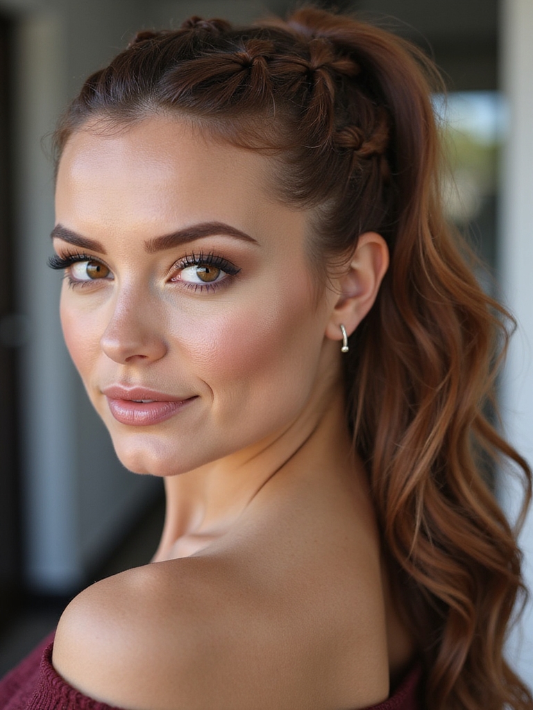 braided wrapped woven sleek ponytail