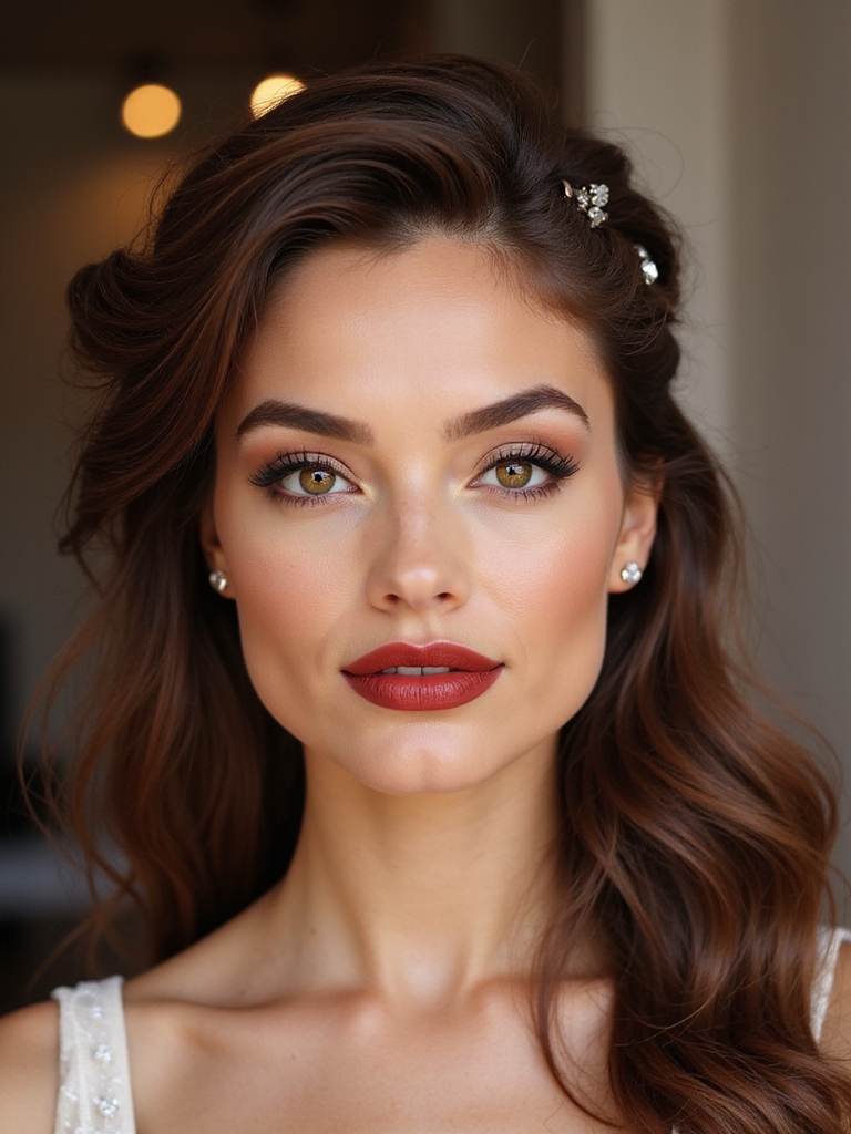 glam half up revealing details