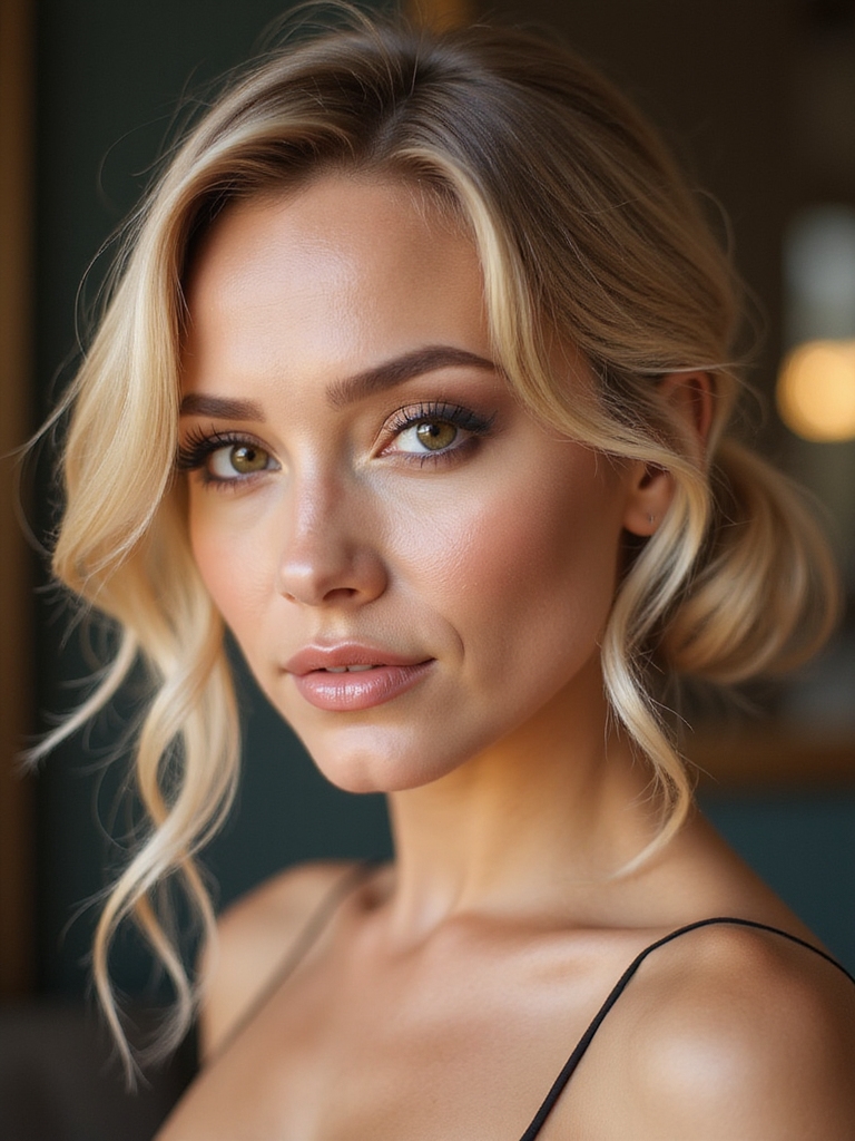 low chignon with tendrils