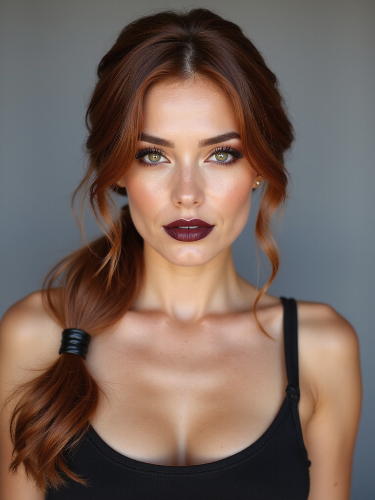 low pony with wrapped tie