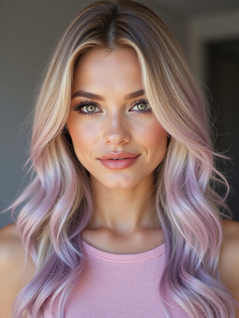 pastel warmth with glossy shine