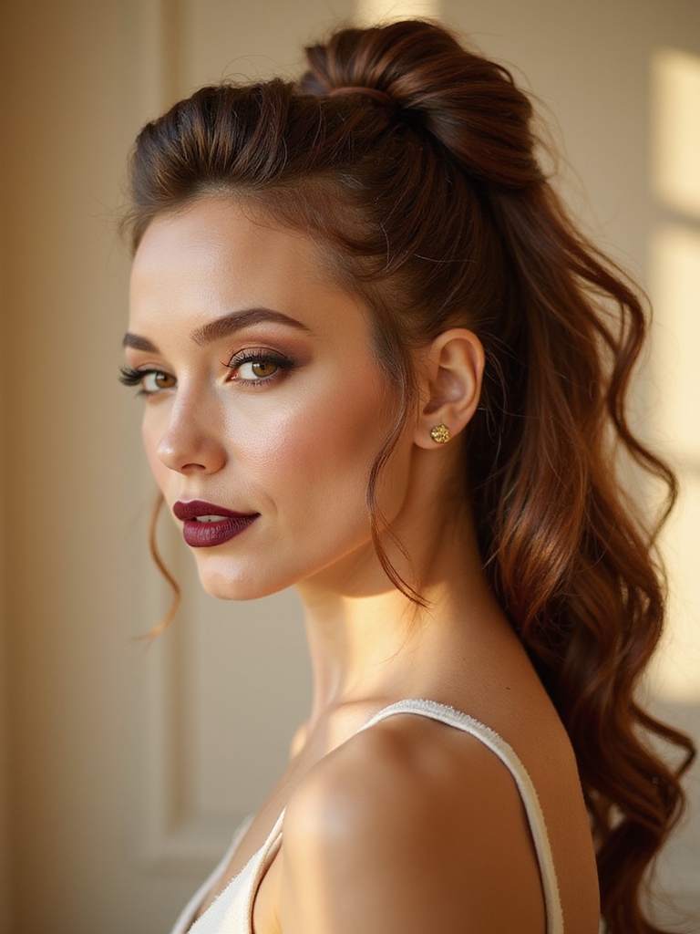 polished effortless mid height ponytail