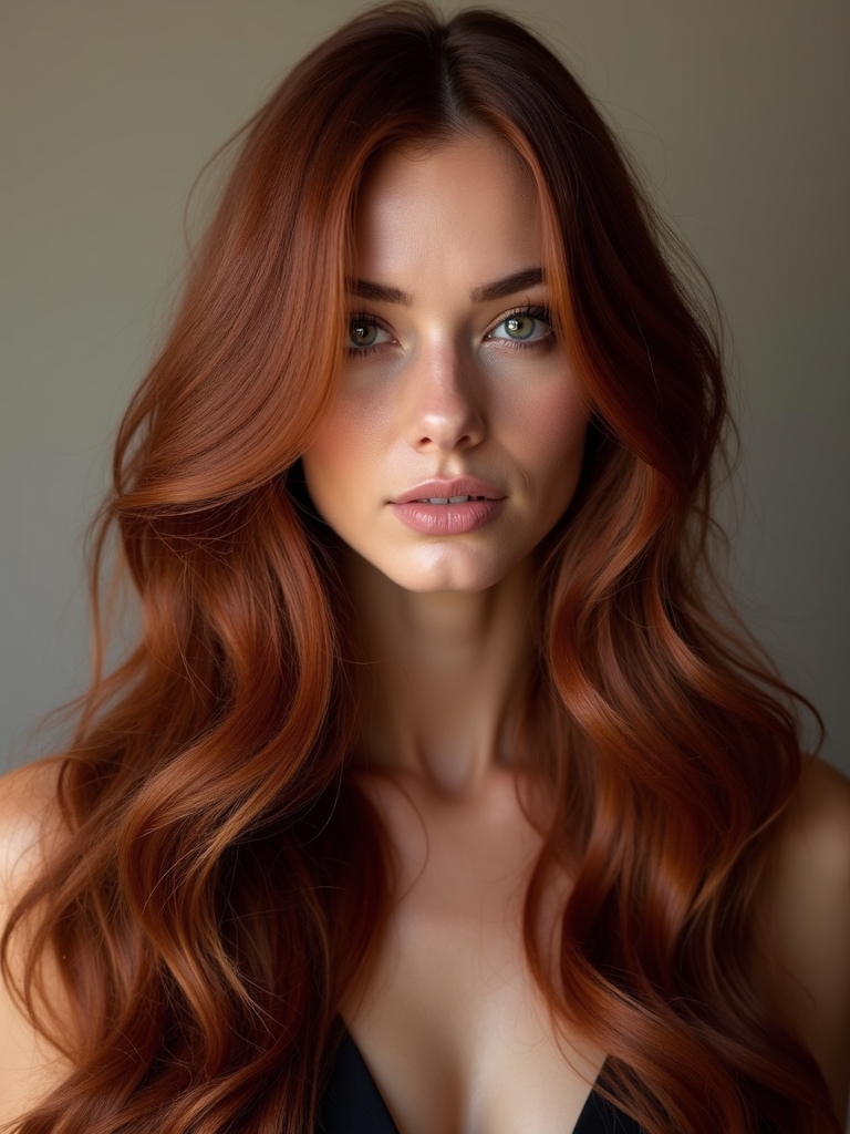 glossy chestnut copper highlights