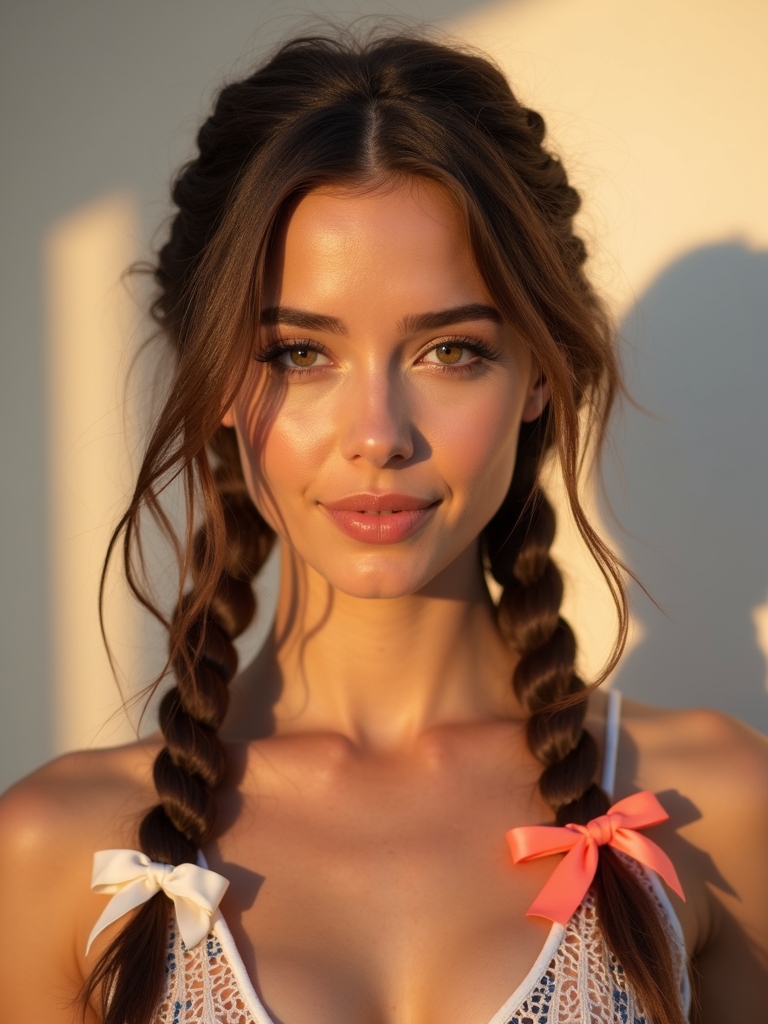 mini braids with ribbon accents