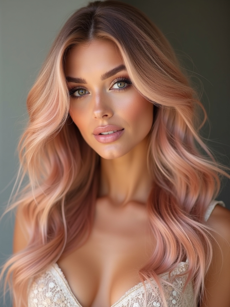 rose gold and strawberry blonde